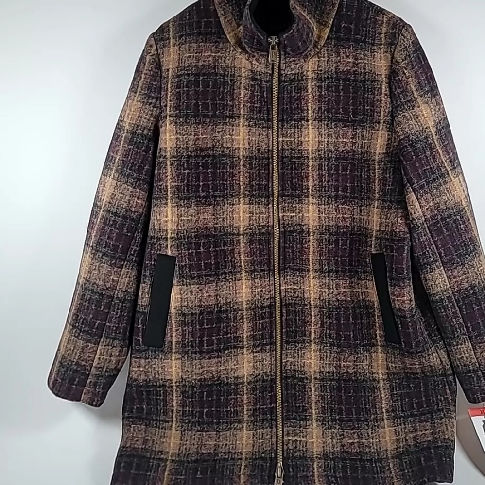 Pendleton Wool Blend Walker Jacket Coat Women Maroon Plaid NWT